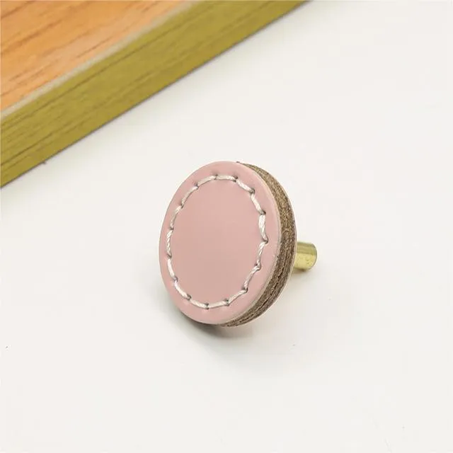 Leather Round Drawer Handles Cabinet Pulls Bedroom Small Colorful Square Furniture Knob