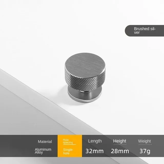 Round Single Hole Knurl Handle Cabinet Drawer Aluminum Furniture Small Knurl Knobs