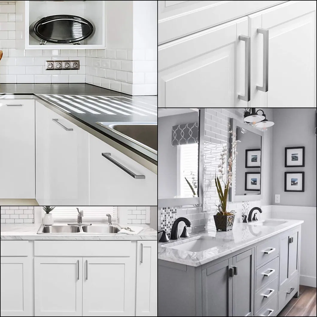 Stainless Steel Cabinet Drawer Door Handle Black Square Tube Furniture Pull Handles