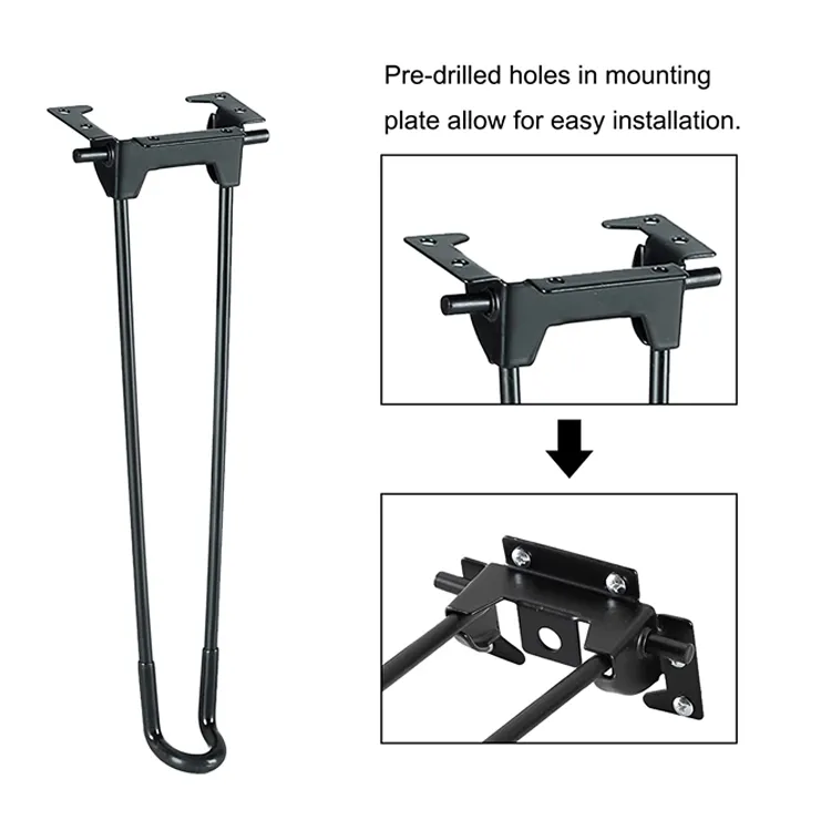 Metal Iron Furniture Desk Coffee Dining Table Mini Hairpin Legs