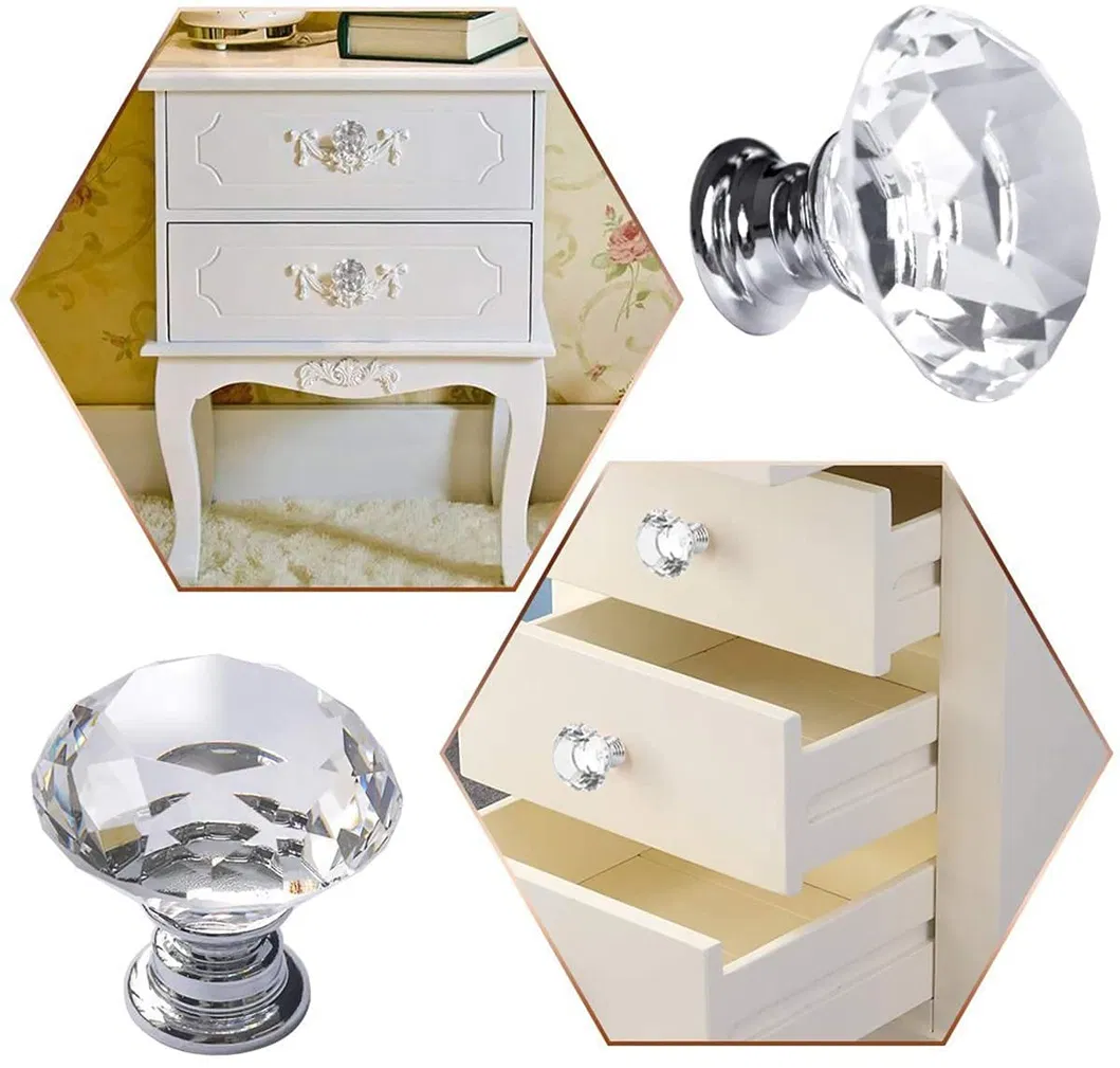 Crystal Drawer Knobs Furniture Kitchen Diamond Glass Cabinet Dresser Door Knob