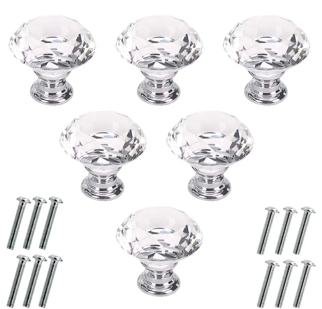 Crystal Drawer Knobs Furniture Kitchen Diamond Glass Cabinet Dresser Door Knob