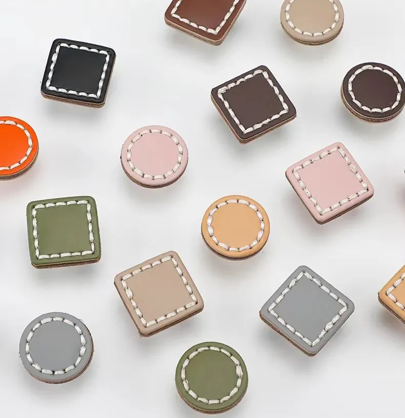 Leather Round Drawer Handles Cabinet Pulls Bedroom Small Colorful Square Furniture Knob