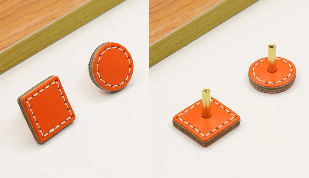 Leather Round Drawer Handles Cabinet Pulls Bedroom Small Colorful Square Furniture Knob