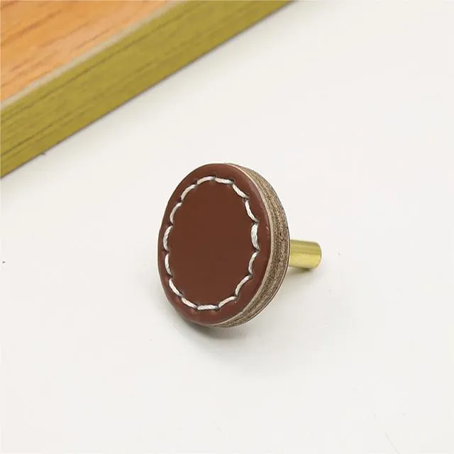 Leather Round Drawer Handles Cabinet Pulls Bedroom Small Colorful Square Furniture Knob