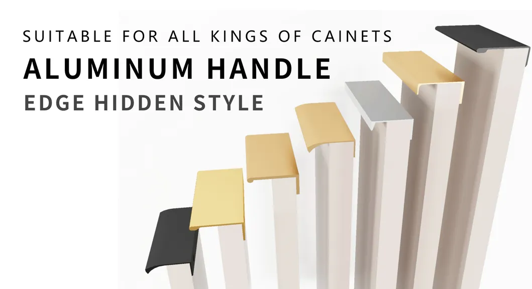 Concealed Pull Handles Gold Black Aluminum Cupboard Drawer Hidden Kitchen Cabinet Handle