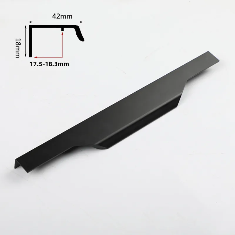 Aluminum Alloy Kitchen Cabinet Handle Edge Embedded Decorative Drawer Pull Hidden Handle