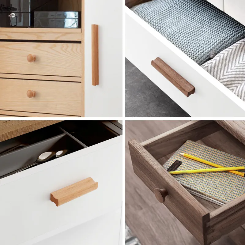 Simply Furniture Cabinet Drawer Solid Beech Wood Pulls Black Walnut Closet Handles