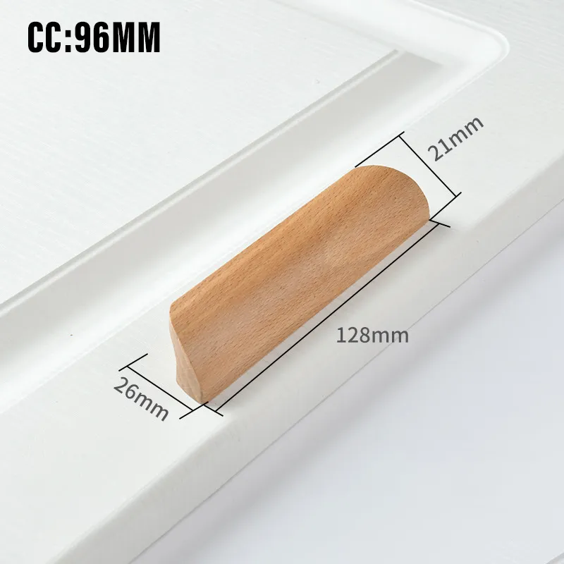 Wood Solid Furniture Pulls Handles Painted Smoothly Cupboard Closet Drawer Wooden Handle