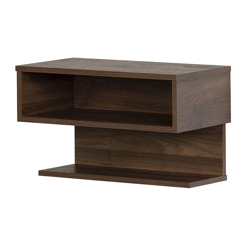 Wooden Wall Mounted Shelf with Drawer Bedside Nightstand Side Table
