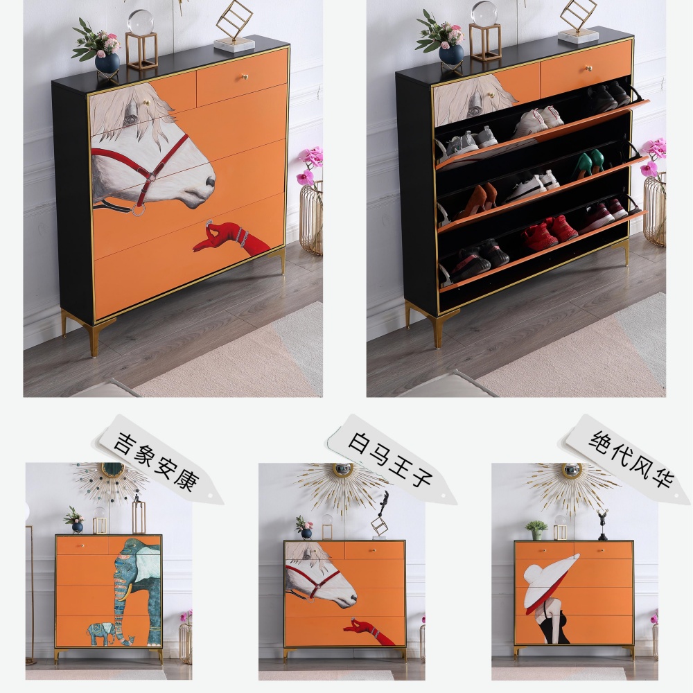 Modern American Light Luxury Solid Wood Partition Cabinet - Multifunctional Storage for Entryway & Living Room