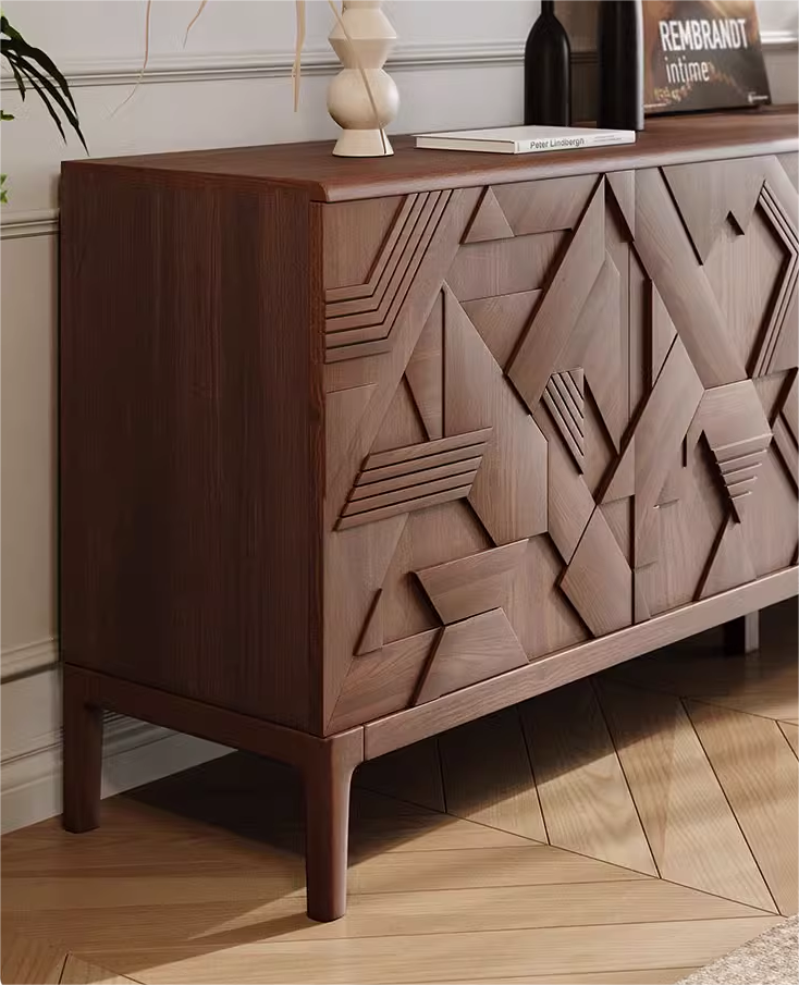 New Modern High Quality Home Furniture Large Capacity Living Room Cabinets Walnut Solid Wood Storage Sideboards Luxury@详情4