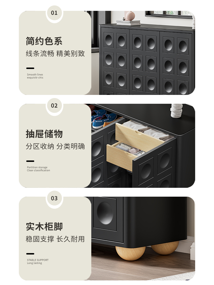Countryside Furniture Modern Nordic Style Art Decor Solid Wood Sideboard Console Table Chest of Drawer Storage Drawer TV Cabinet@主图4