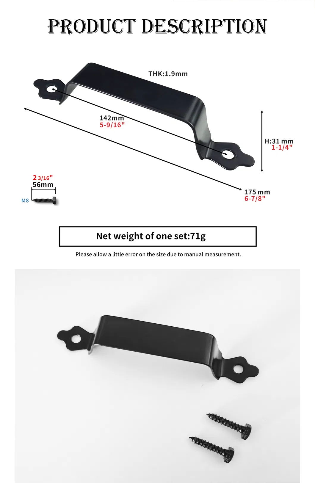 Wholesale Main Gate Handle Black Heavy Duty Metal Fence Gate Handle