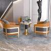 Modern Round Luxury Brushed Gold Stainless Steel Legs Dinner Table Set