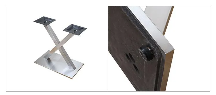 Concise X Shape Tube Rectangular Pedestal Metal Furniture Legs Table Base