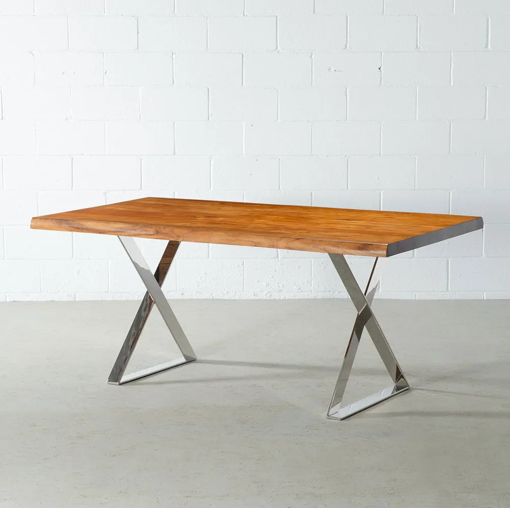 Modern Restaurant Bench Desk Metal Coffee Dining X Shape Square Table Legs
