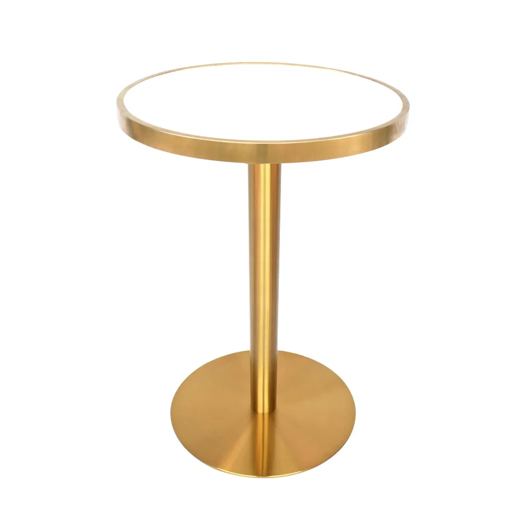 Furniture Italy Design Dining Table with Stainless Steel Gold Metal Table Base