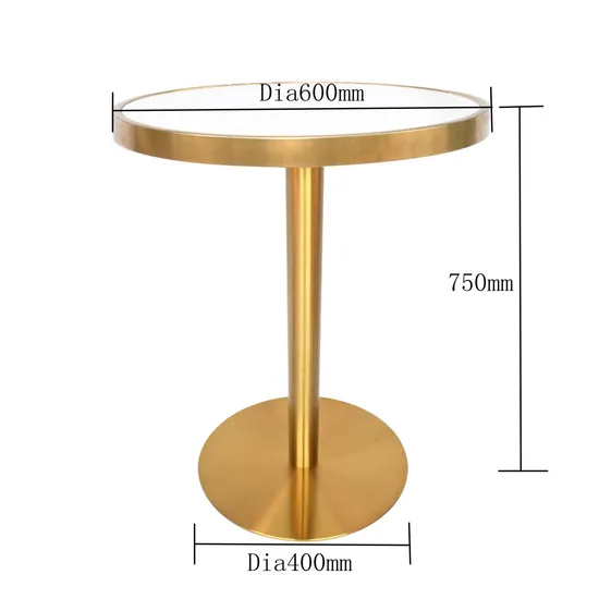 Furniture Italy Design Dining Table with Stainless Steel Gold Metal Table Base