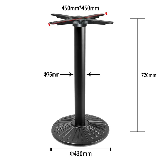 Conventional Recommendation Black Color Powder Coated Cast Iron Restaurant Table Base