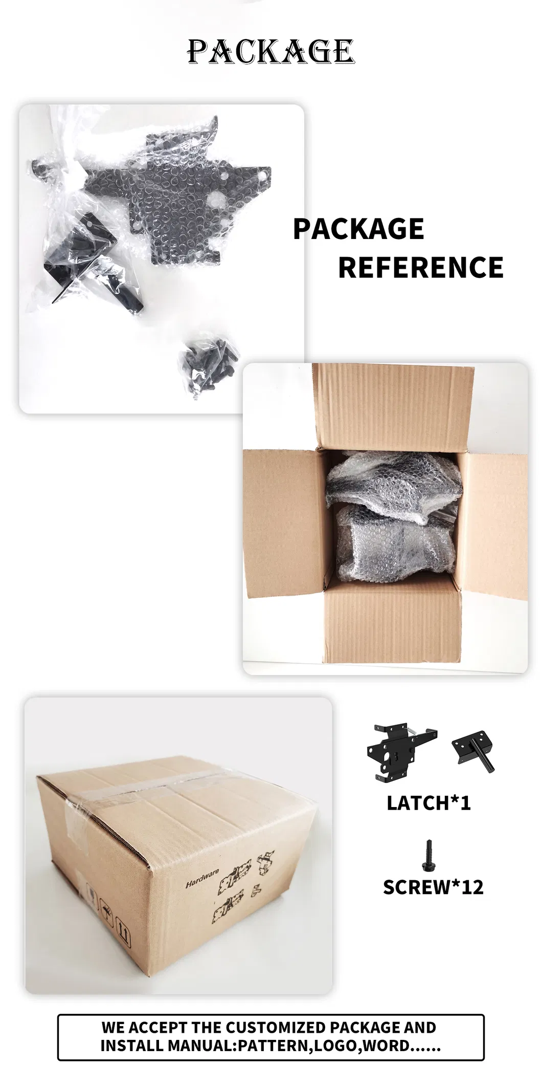 Fence Self-Locking Black Steel Automatic Gravity Lever Wood Fence Gate Latches