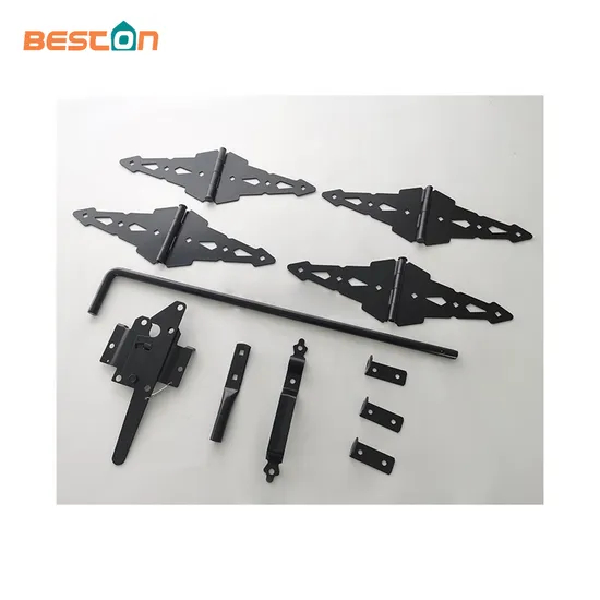 Gate Hinge Door Latch Metal Black Wooden Fence Hardware Set