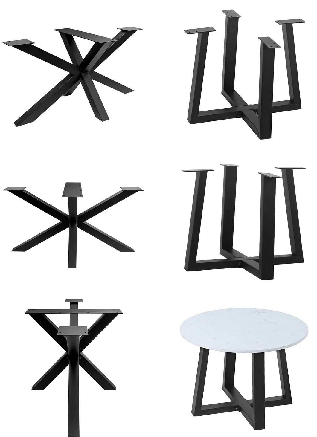 Cross Frame Round Pedestal Coffee Industrial Restaurant Dining Metal Table Frame