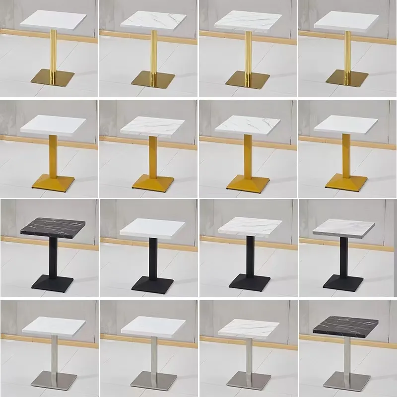 Modern Commercial Furniture Restaurant Table with Simple Black Square Table Base