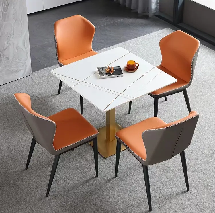 Modern Commercial Furniture Restaurant Table with Simple Black Square Table Base