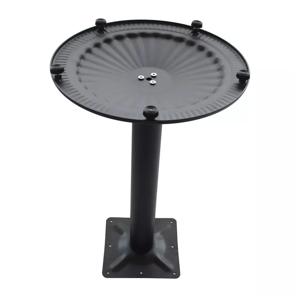 Black Round Shape Iron Metal Table Base with Leveling Legs for Cafe