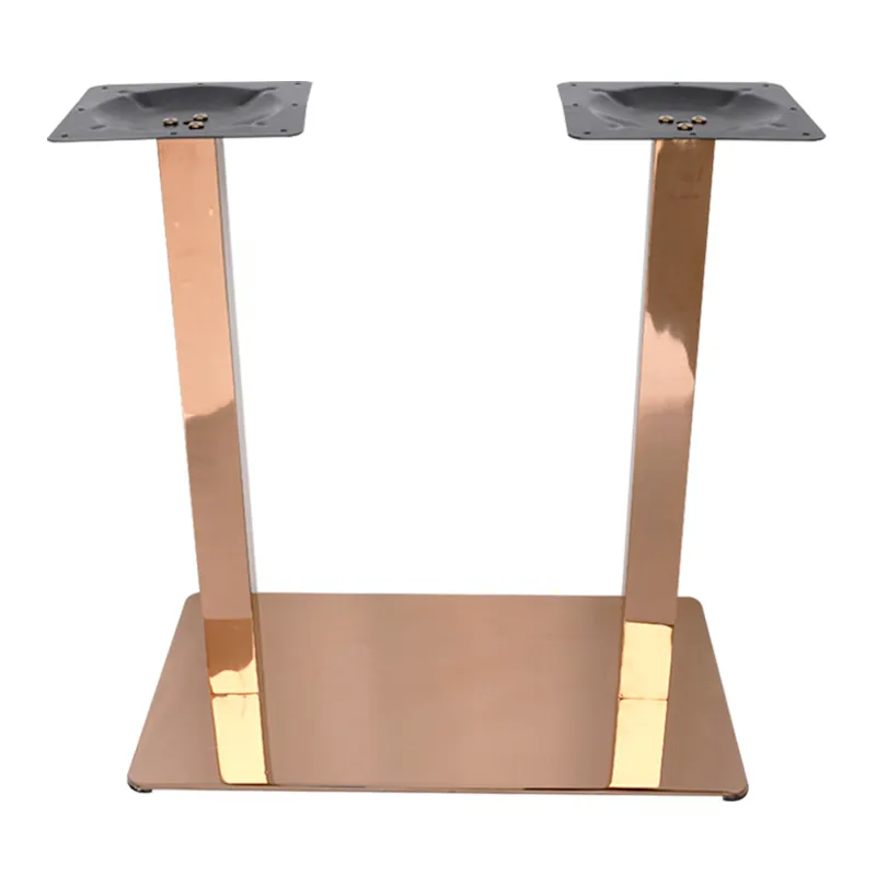 Built Metal Rose Gold Furniture Legs Table Base with Rectangle Base