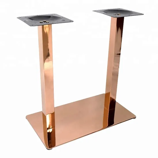 Built Metal Rose Gold Furniture Legs Table Base with Rectangle Base