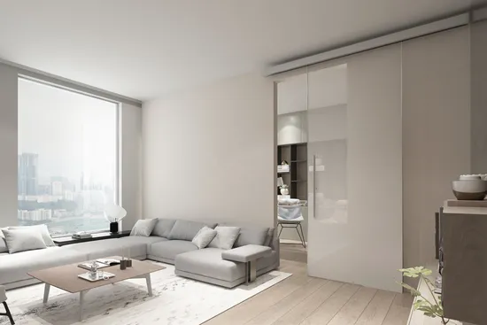 Slim Framed Metal Sliding Glass Barn Door with Metal Frame