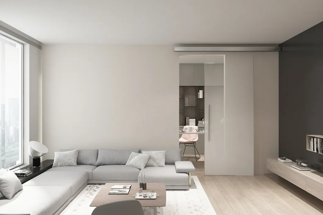 Slim Framed Metal Sliding Glass Barn Door with Metal Frame