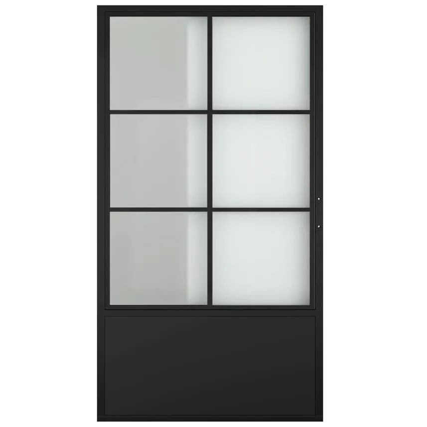 Glass Sliding Barn Door Paneled Frosted Glass Carbon Steel Frame Sliding Closet