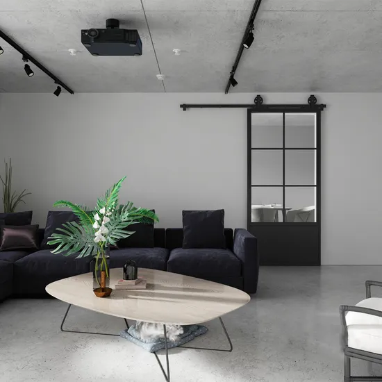 Interior Steel Frame Glass Door with Kickplate, Interior Sliding Door System