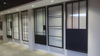 Modern Black Steel Frame Glass Sliding Barn Door with Hardware