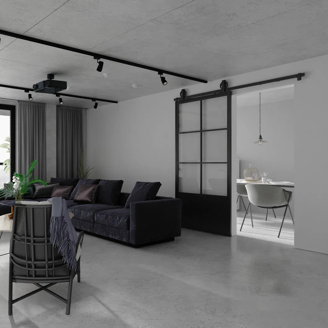 Interior Steel Frame Glass Door with Kickplate, Wholesale Sliding Door System