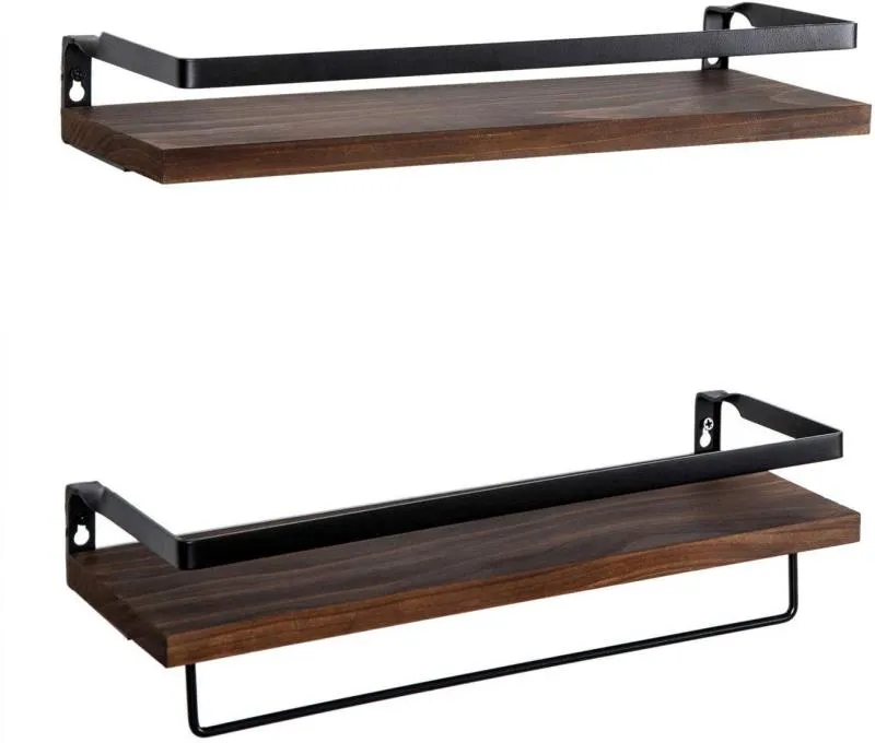 2 with Rails Decorative Storage Elegant Matte Black Metal Brackets