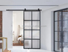 Rustic Style Black Steel Aluminum Frame Sliding Glass Barn Doors