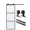 Carbon Steel Barn Door Aluminum Tempered Glass Metal Mountain Sliding Barn Door