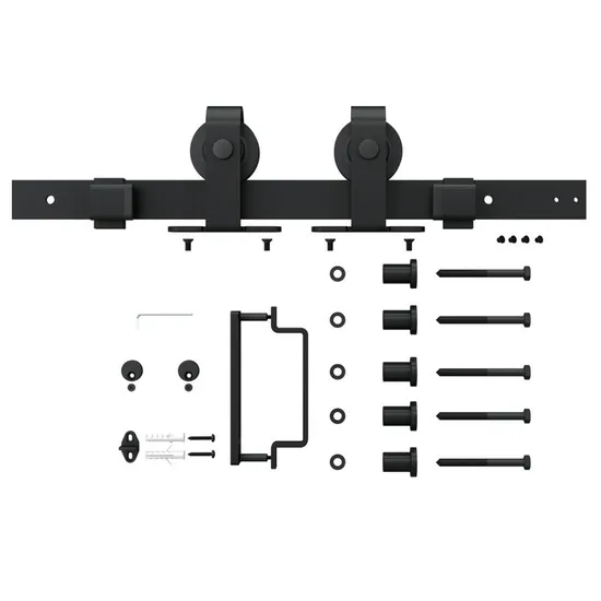 Steel Frame Interior Barn Door with Sliding Hardware Kit and Door Handle