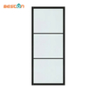 3 Lites Customized Black Steel Frame Glass Barn Door Leaf