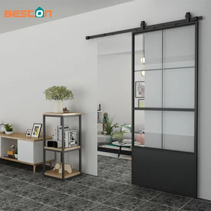 Barn Door Hardware Track Set French Glass Doors with Softclose Mechanism