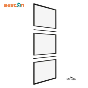 Three Lites Glass Barn Door for Kitchen or Bedroom with Sliding Hardware