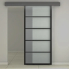 Black Steel Frame Swing Glass Door with Hinges for Interior Use