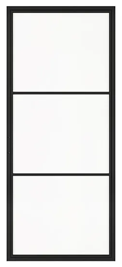 3 Lites Black Steel Frame Glass Barn Door Leaf
