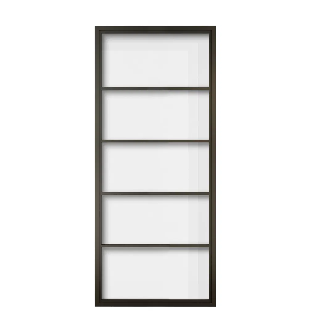 Black Steel Frame Swing Glass Door with Hinges for Interior Use