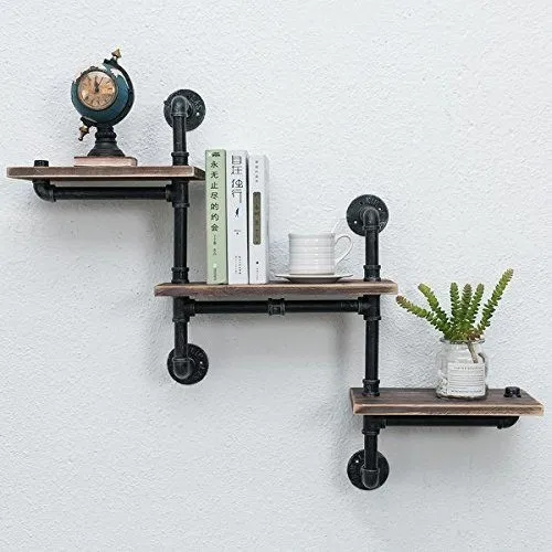 Rustic Heavy Duty Industrial Decorative Black Industrial Brass Pipe Shelf Bracket