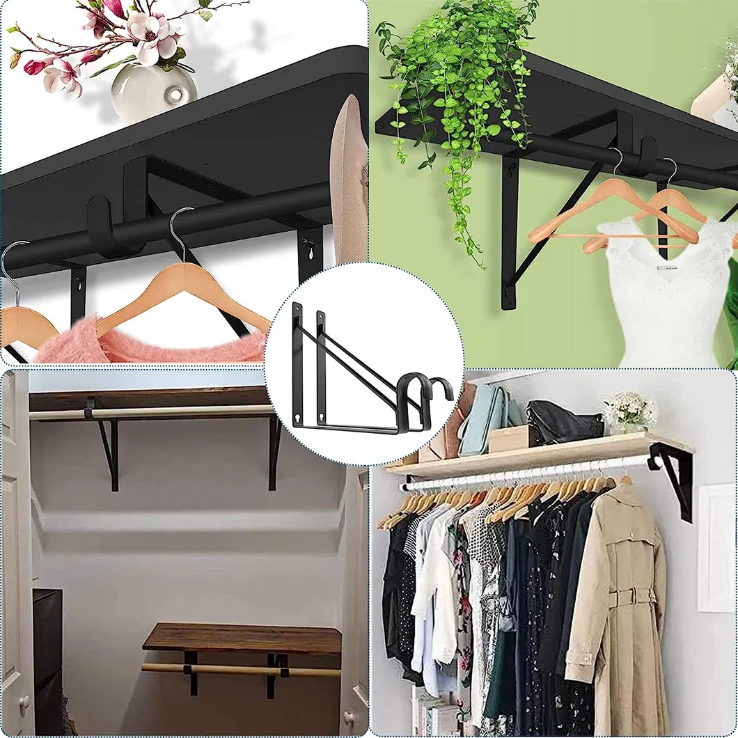 Closet Shelf Bracket &amp; Rod Brackets Black Closet Pole Shelves Brackets